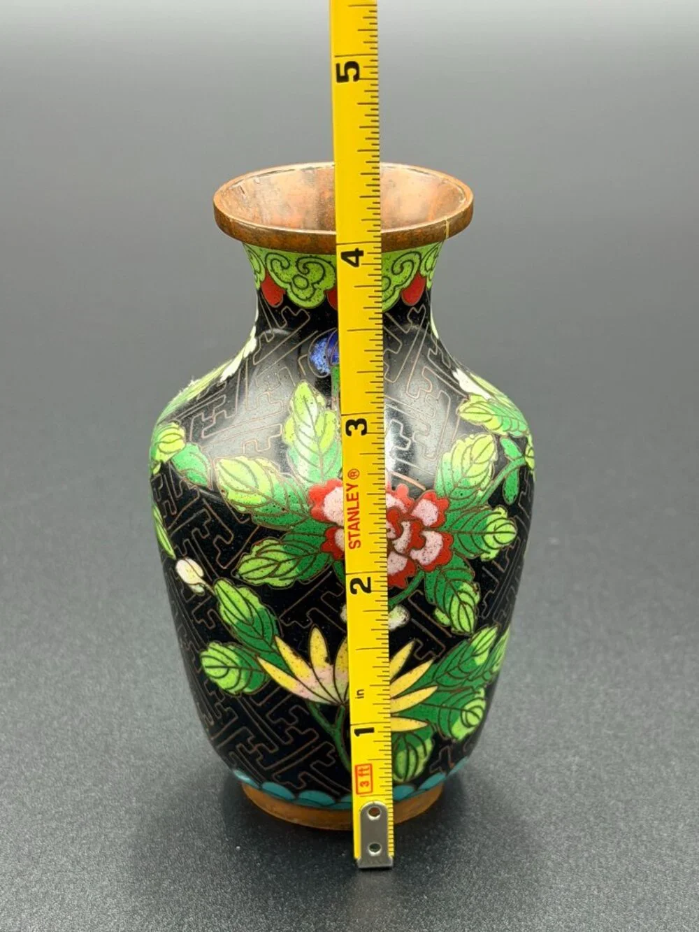 Vintage Small Chinese Cloisonne Enamel Vase 4